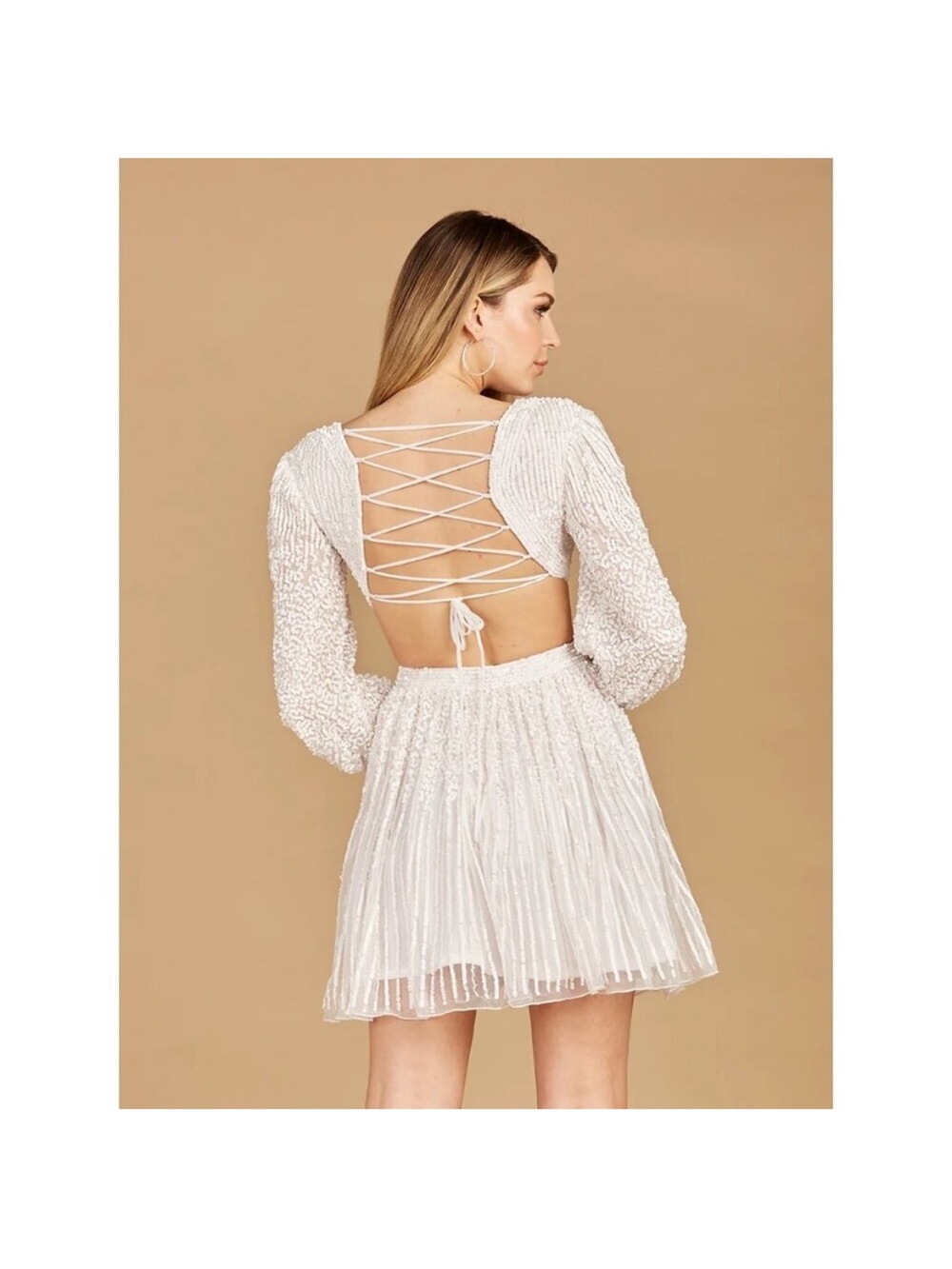 Lara Long Sleeve Sequin Cut Out Dress